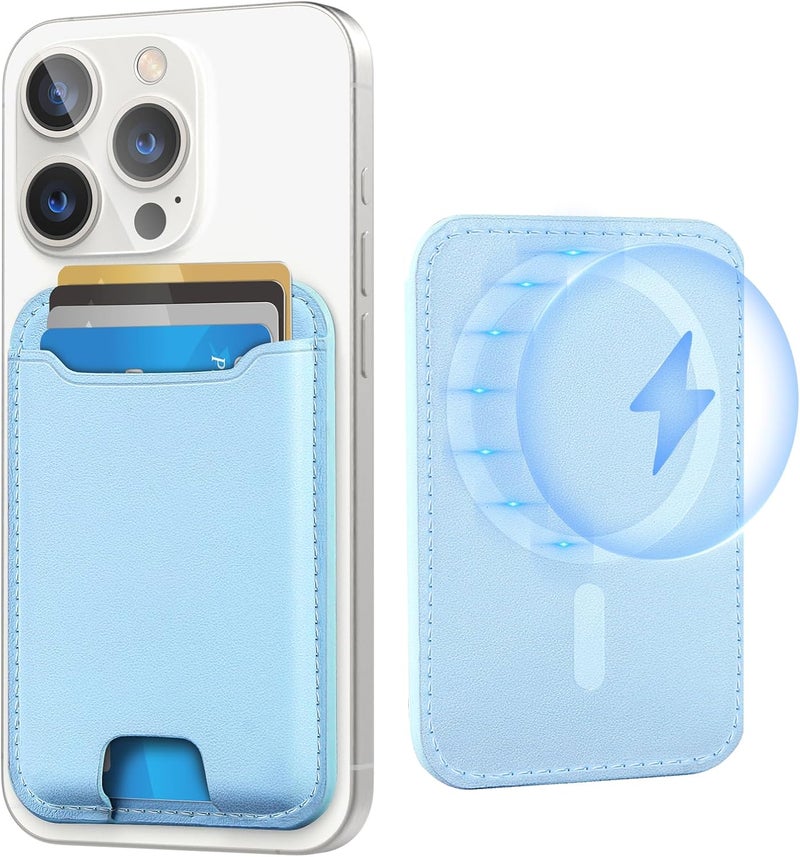 TopMade for Magsafe Wallet, Strongest Magnetic Card Holder for iPhone 17, iPhone 16/15/14/13/12 Series, Leather Magnetic Phone Wallet with Powerful Magnets, RFID Blocking, Fit 4 Cards, White Ice - Image 1